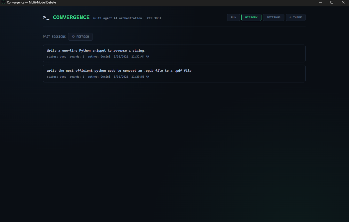 Convergence history page